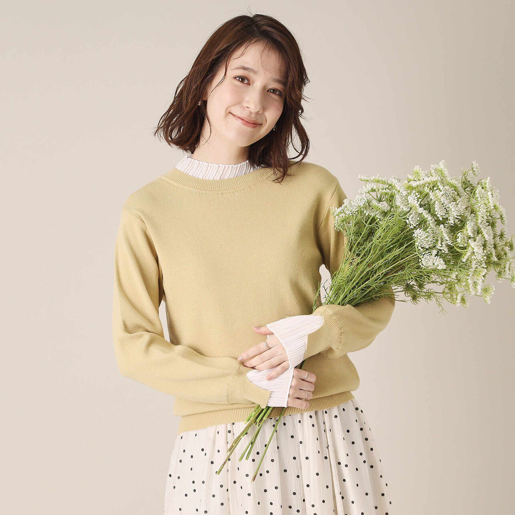 ITS&rsquo;DEMO「【手洗い可／通勤】プリーツフリル襟ニット」|ニット・セーター|