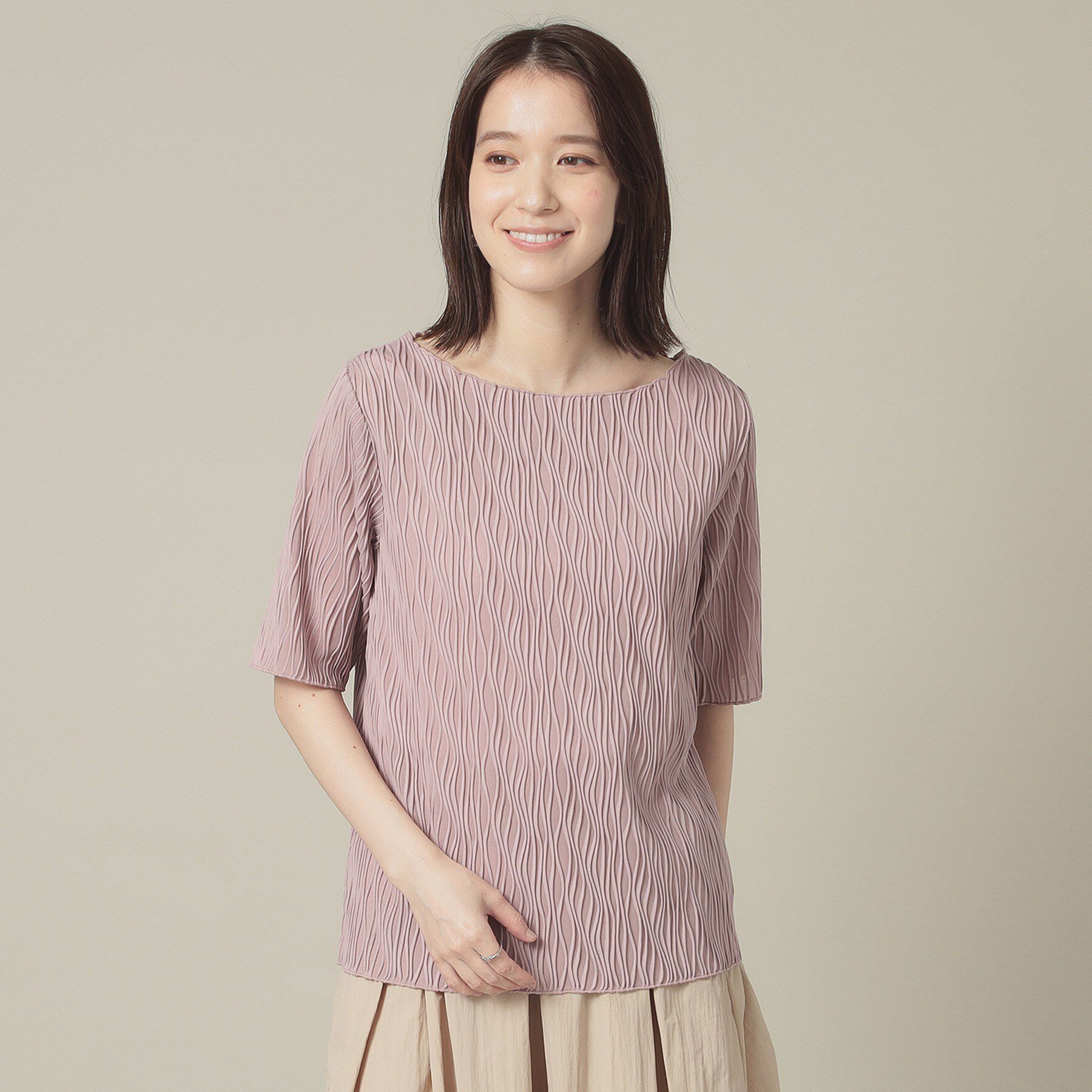 ITS&rsquo;DEMO「【洗濯機OK】ジャカード5分袖プルオーバー」|Tシャツ・カットソー|