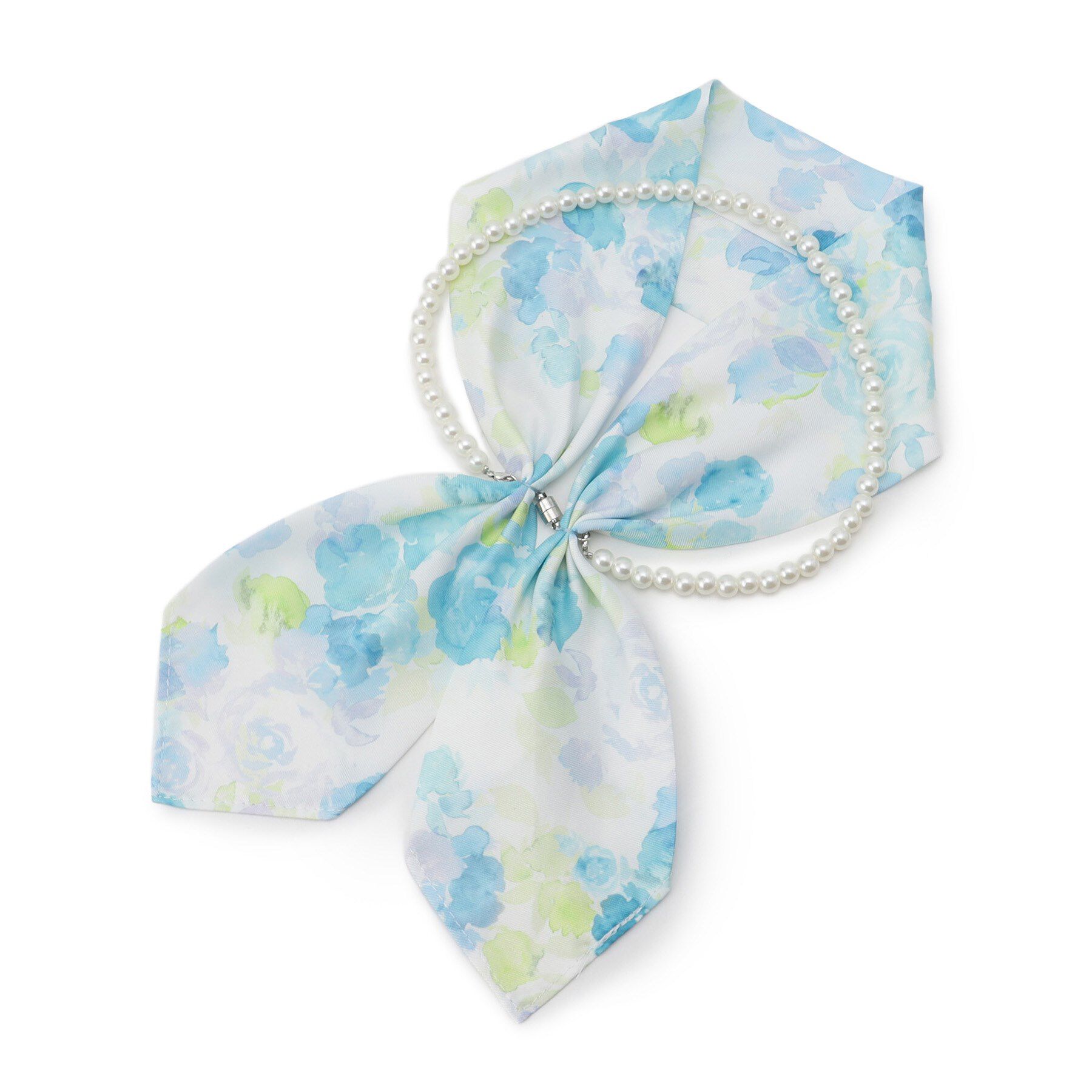 ITS&rsquo;DEMO「【簡単着脱／手洗い可】パール調付マグネットスカーフ」|バンダナ・スカーフ|ブルー(172)