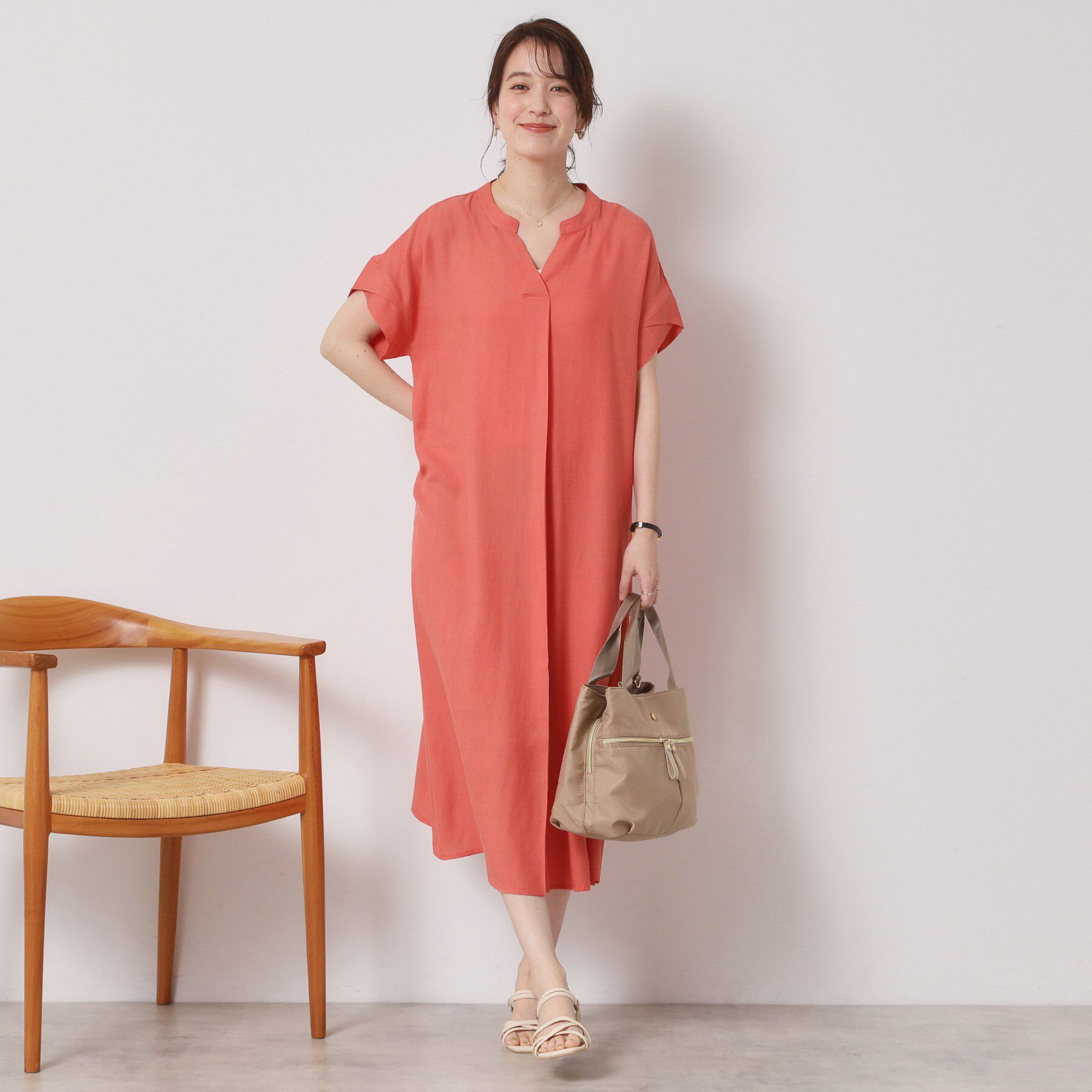 ITS&rsquo;DEMO「【接触冷感／手洗い可】強撚スラブスキッパーワンピース」|ワンピース|