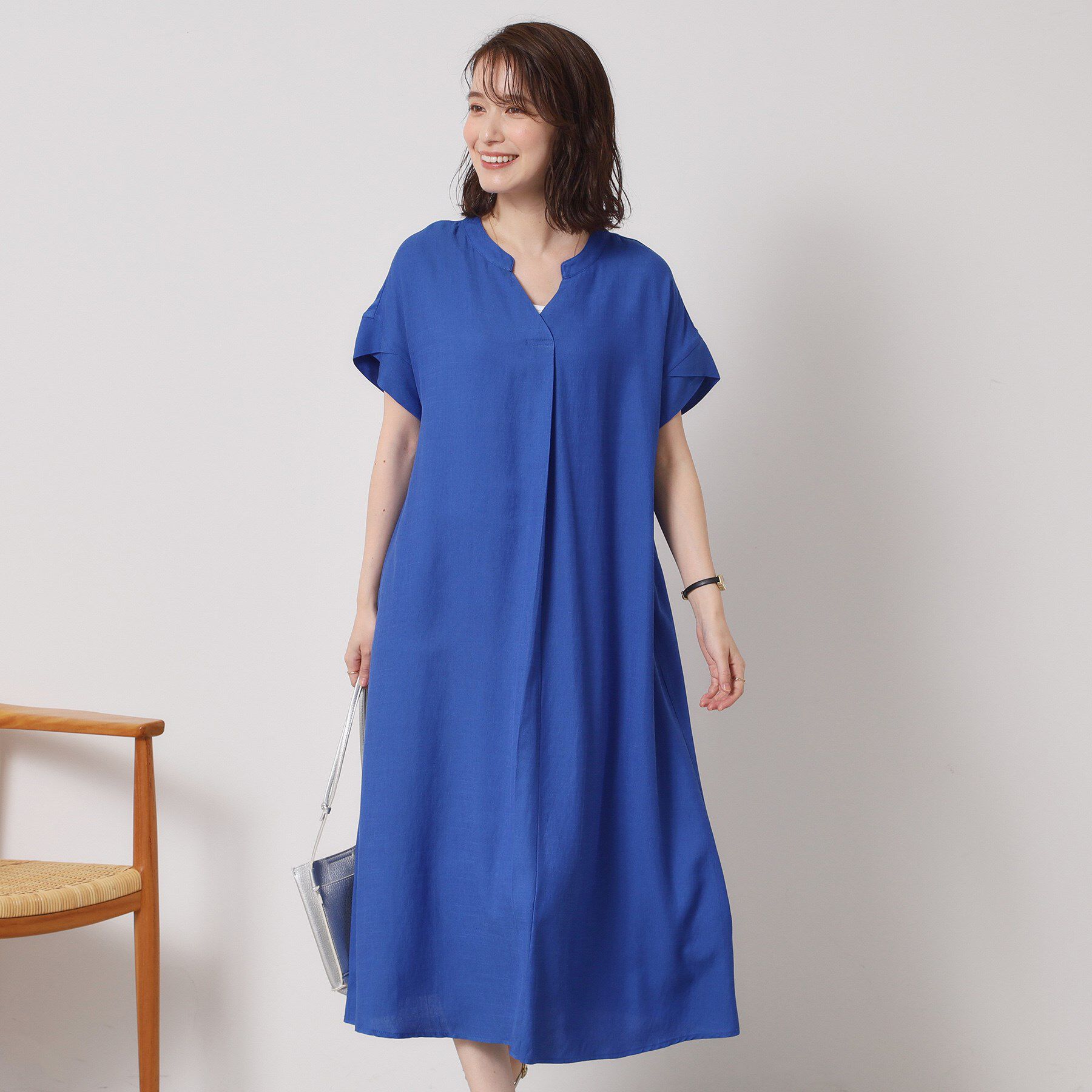 ITS&rsquo;DEMO「【接触冷感／手洗い可】強撚スラブスキッパーワンピース」|ワンピース|ブルー(092)