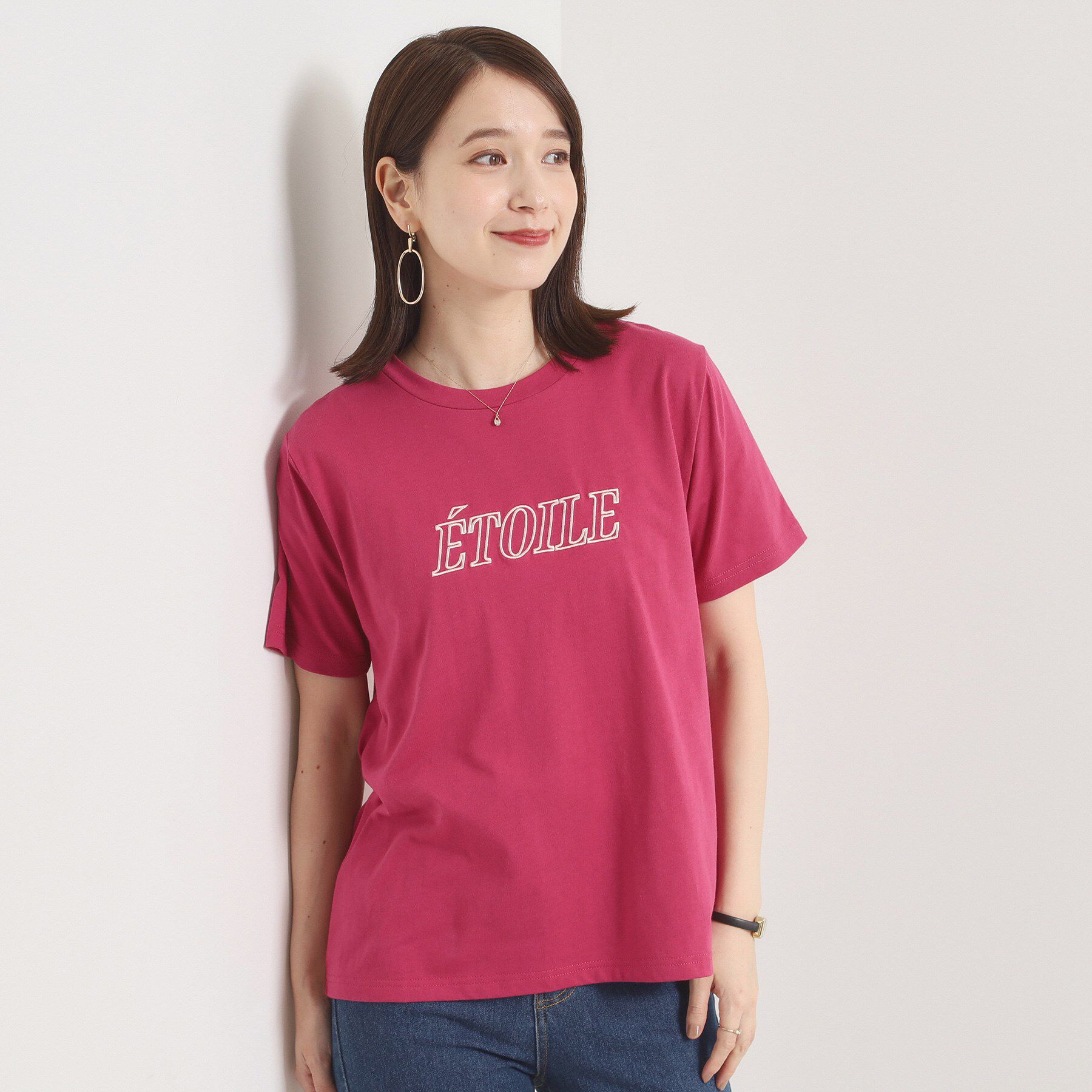 ITS&rsquo;DEMO「【手洗い可】刺繍ロゴTシャツ」|Tシャツ・カットソー|ピンク(073)