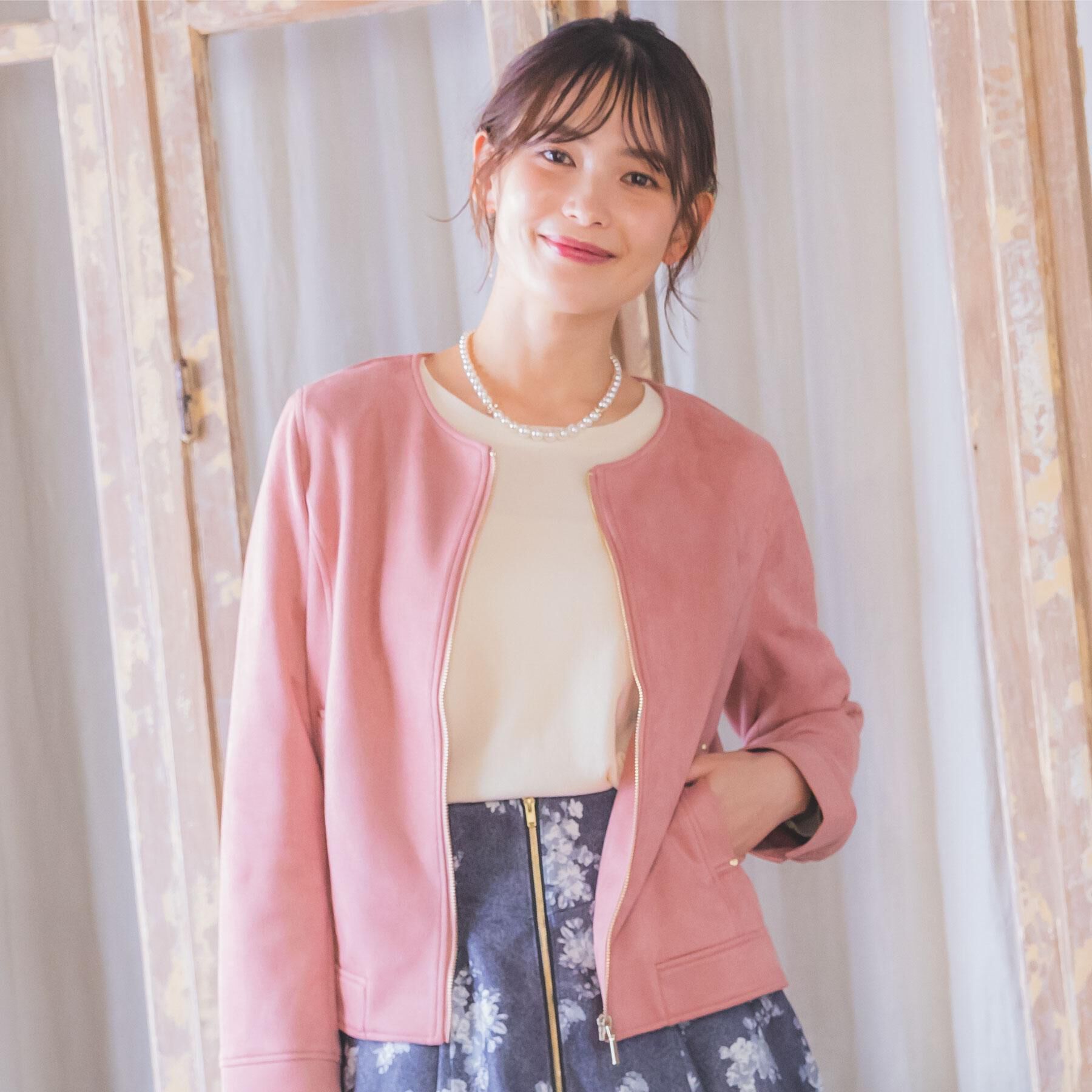 ITS&rsquo;DEMO「カットフェイクスエードジャケット」|ノーカラージャケット|