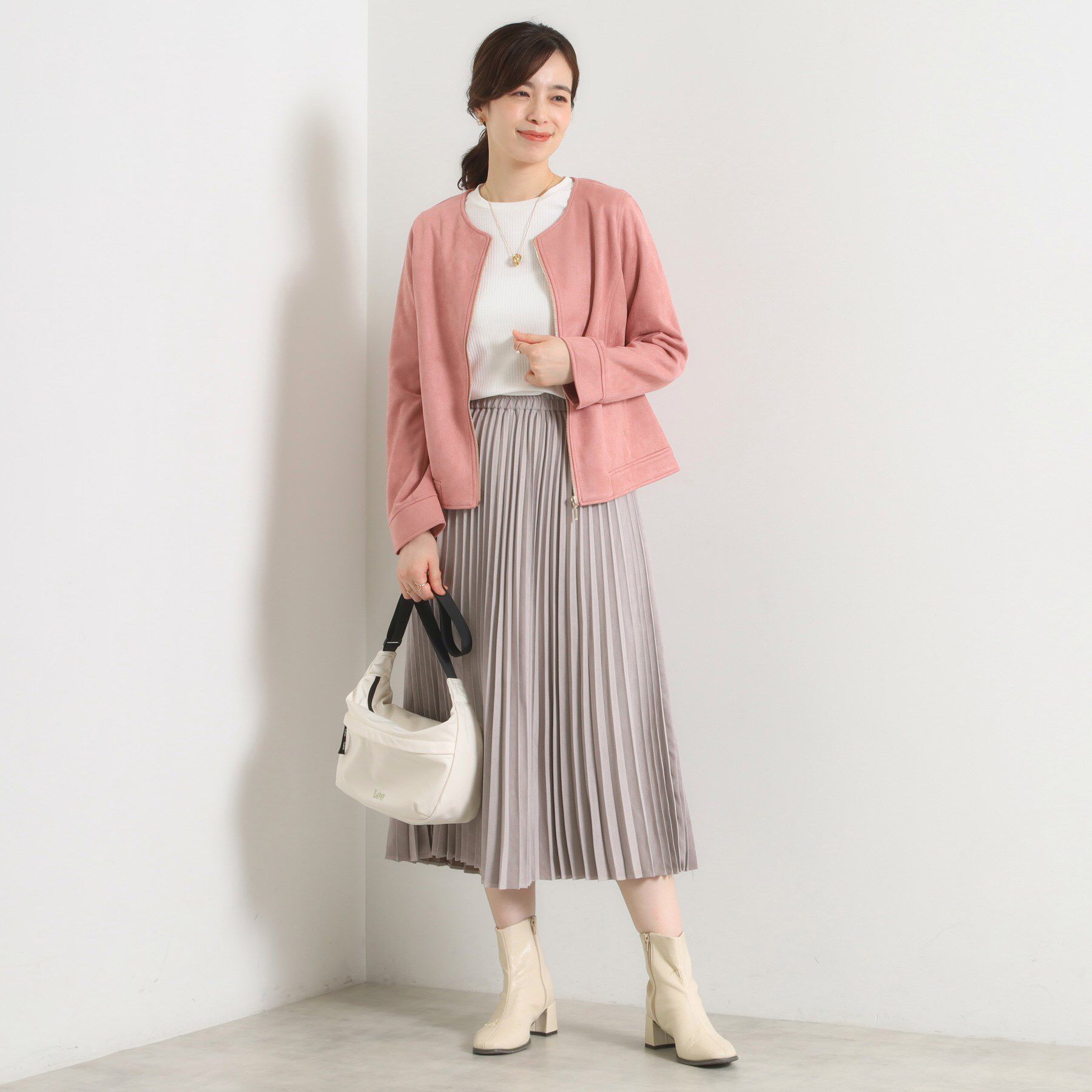 ITS&rsquo;DEMO「カットフェイクスエードジャケット」|ノーカラージャケット|