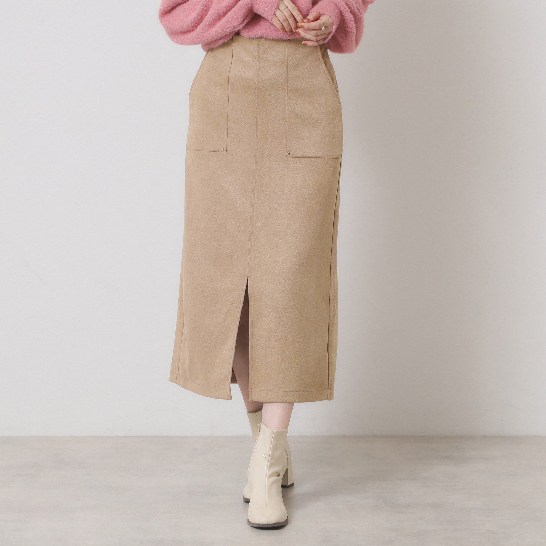 ITS&rsquo;DEMO「【マシンウォッシャブル／ウエストゴム】カットスエードスカート」|スカート|