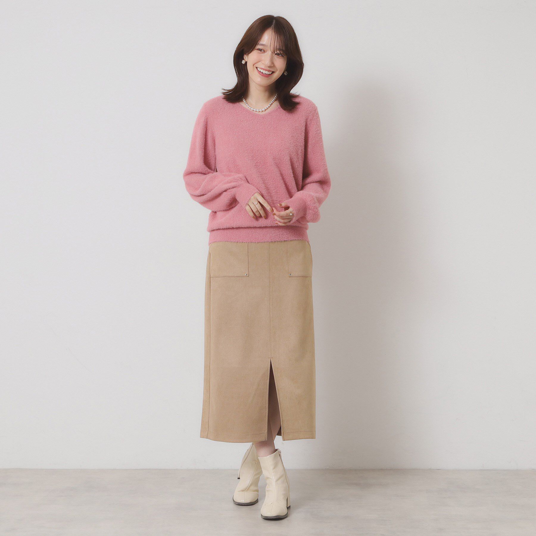 ITS&rsquo;DEMO「【マシンウォッシャブル／ウエストゴム】カットスエードスカート」|スカート|