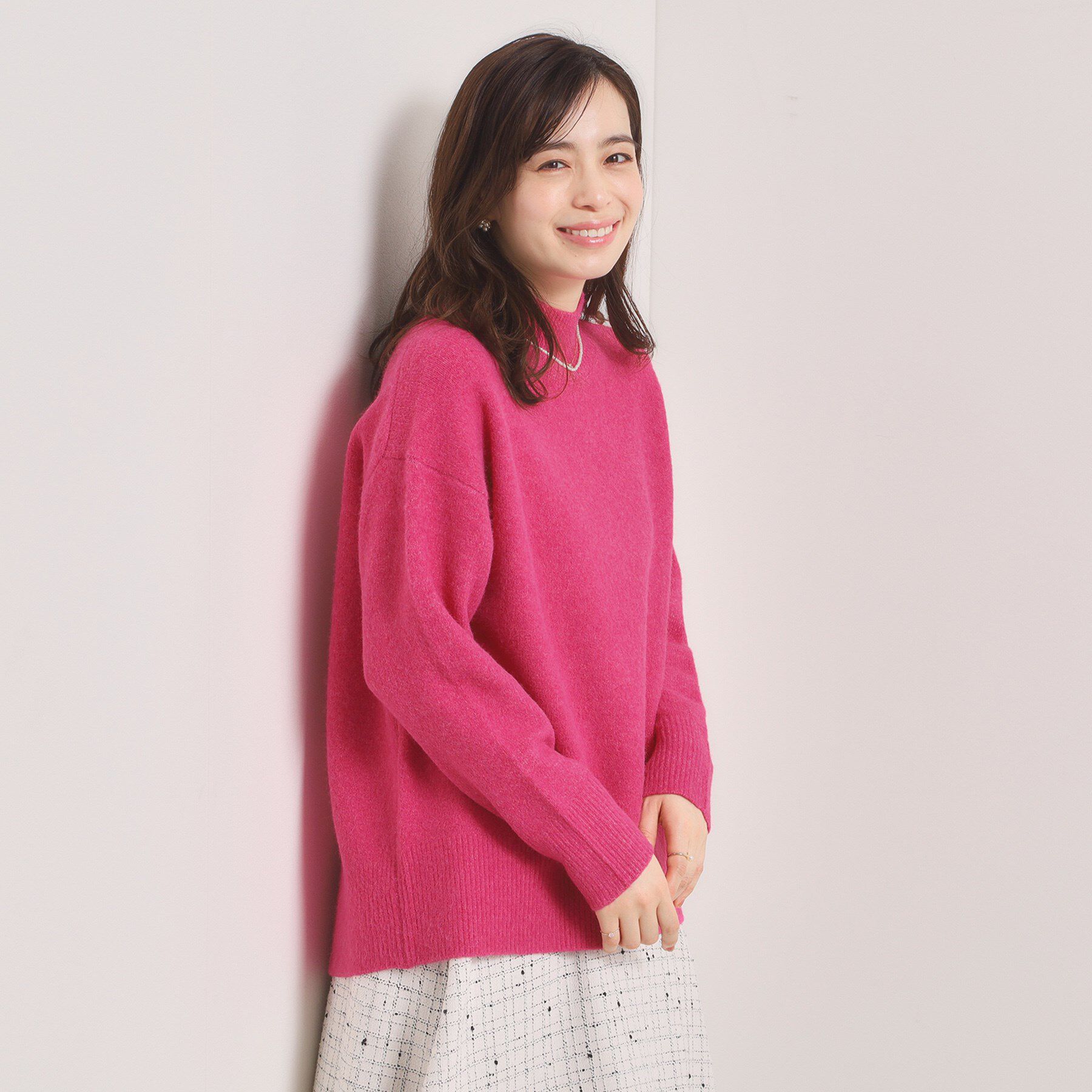 ITS&rsquo;DEMO「【洗濯機OK】ミックスヤーンハイネックニット」|ニット・セーター|ピンク(073)