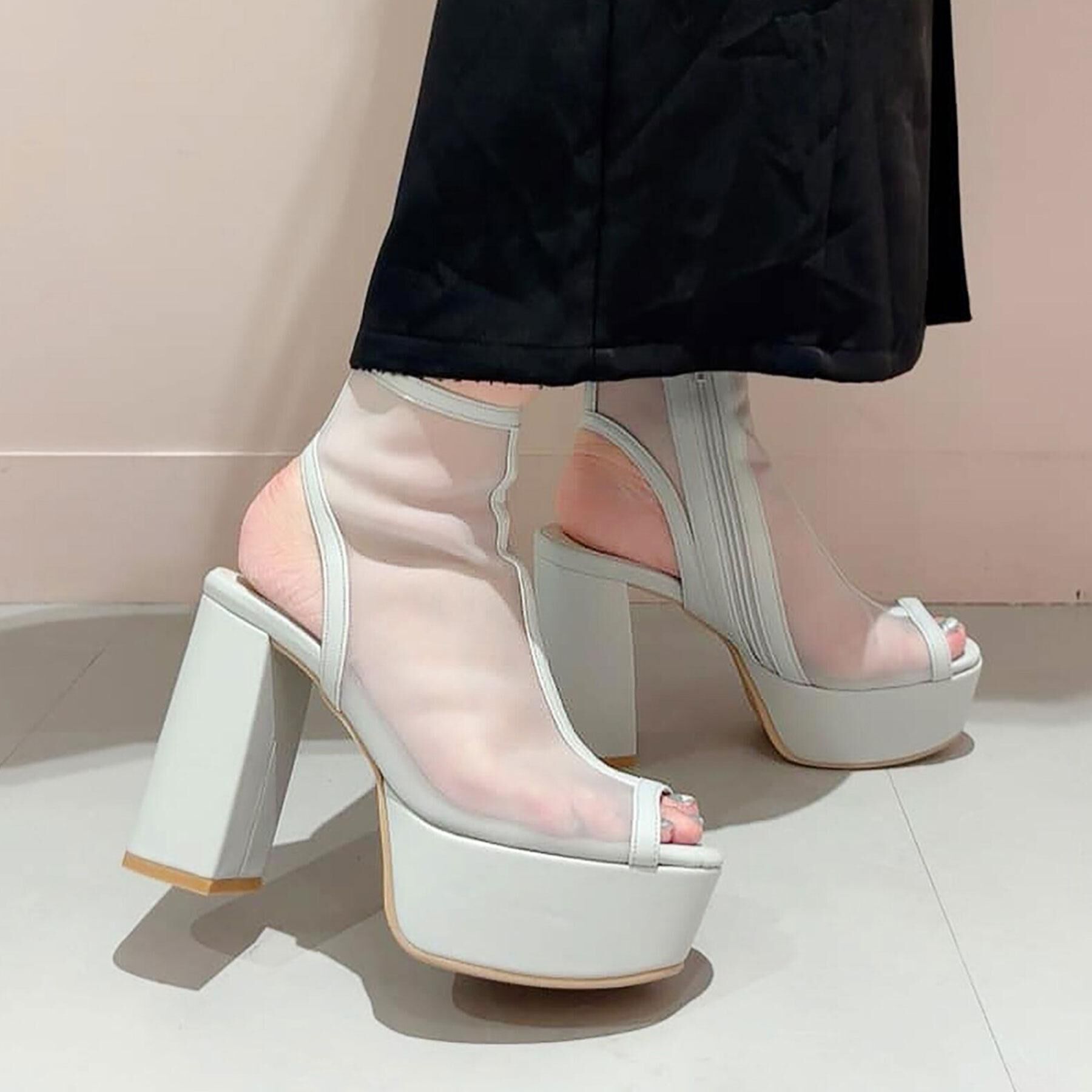 ESPERANZA「厚底ラク盛りブーツヒールサンダル」|ショートブーツ|ﾌﾞﾙｰ(992)