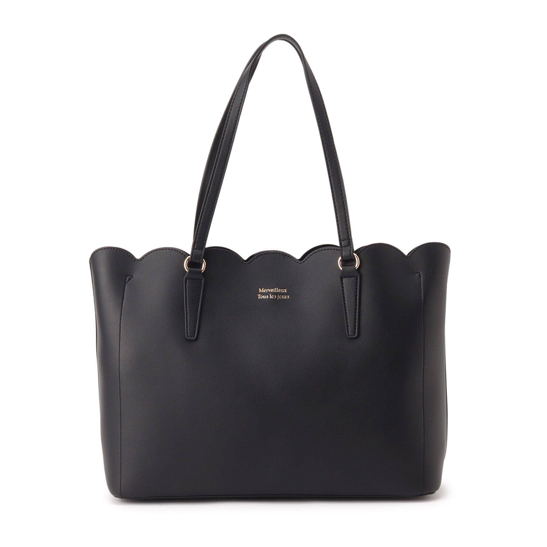 Ober Tashe「スカラップ合皮トート」|トートバッグ|ﾌﾞﾗｯｸ(019)