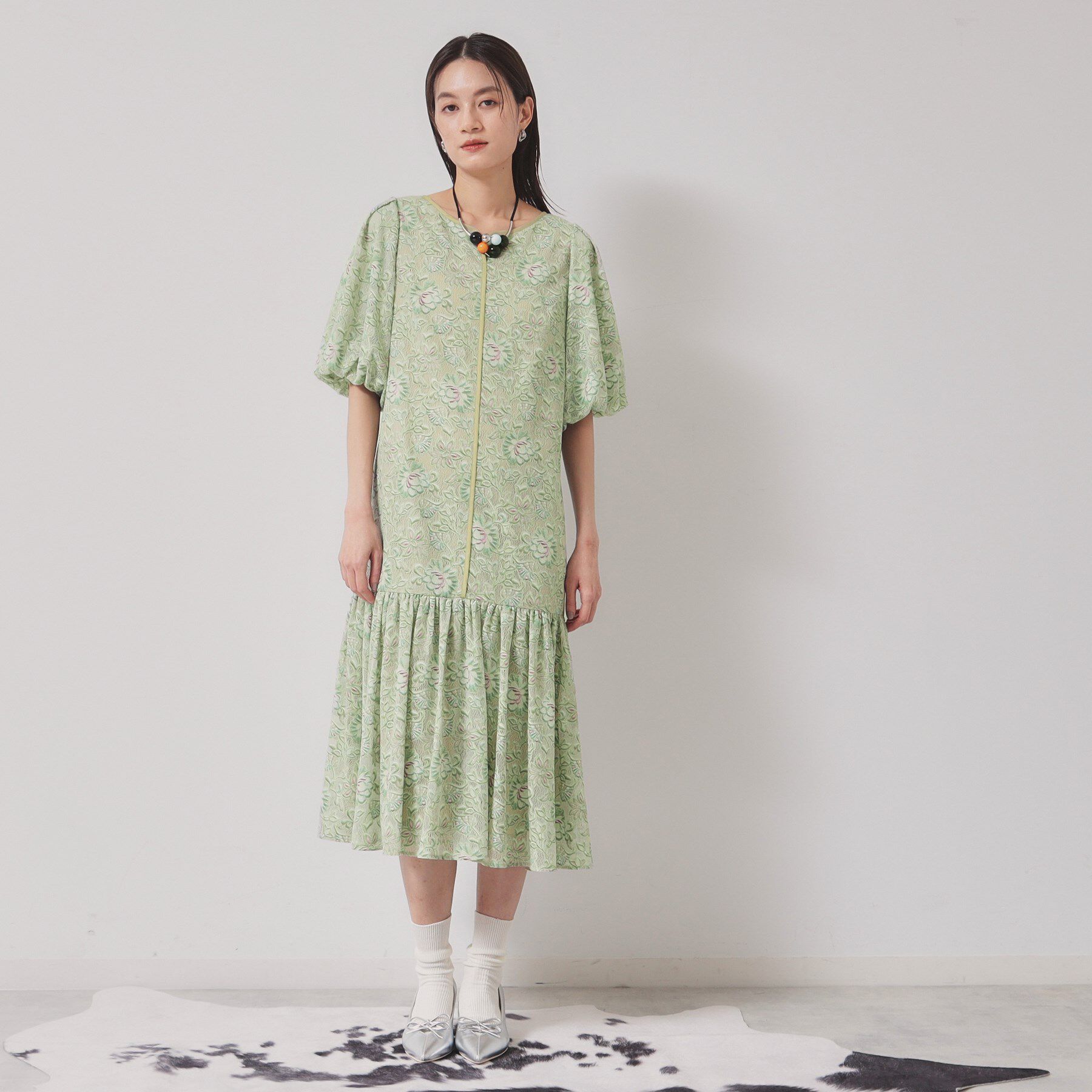 SunaUna「【オパールレース／パフスリーブ】ティアードワンピース」|ワンピース|