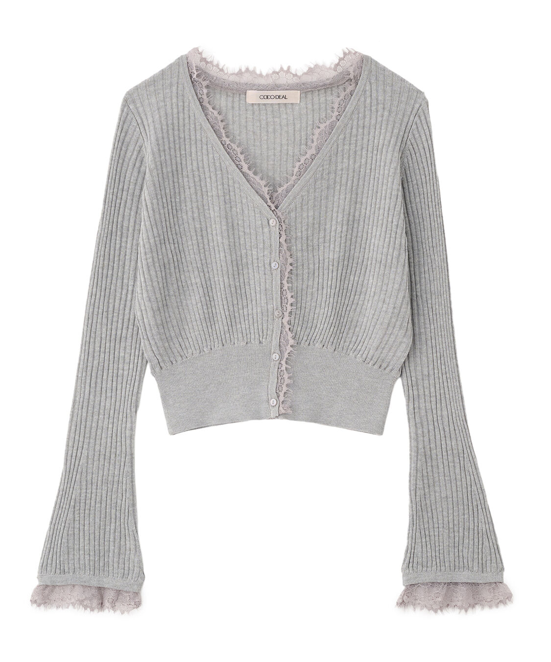 COCO DEAL「シアーリブレースカーディガン」|カーディガン|杢グレー
