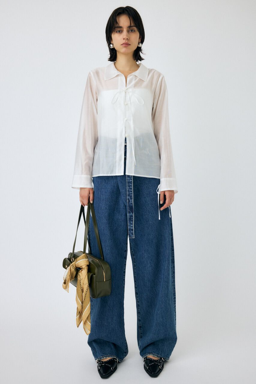 MOUSSY「RIBBON シアーシャツ」|シャツ・ブラウス|