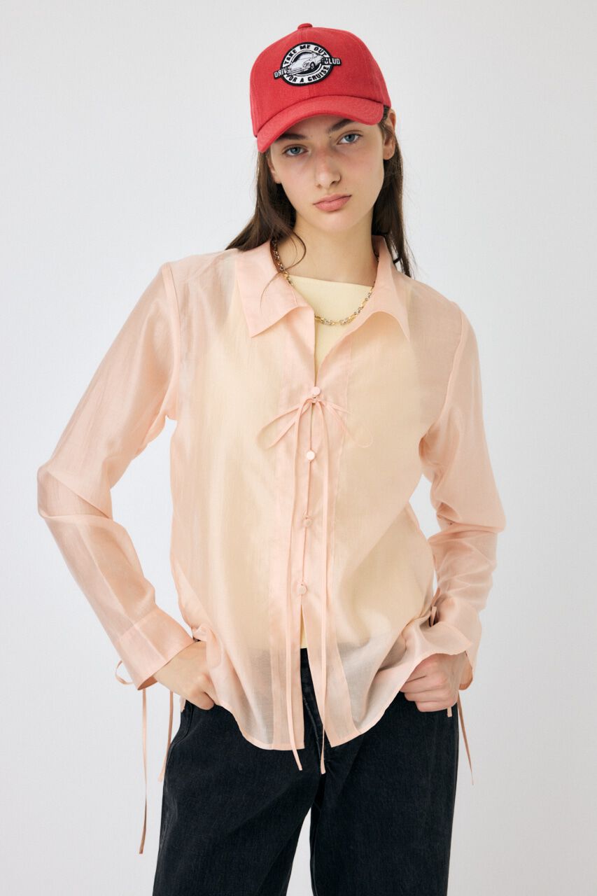 MOUSSY「RIBBON シアーシャツ」|シャツ・ブラウス|L/ORG1