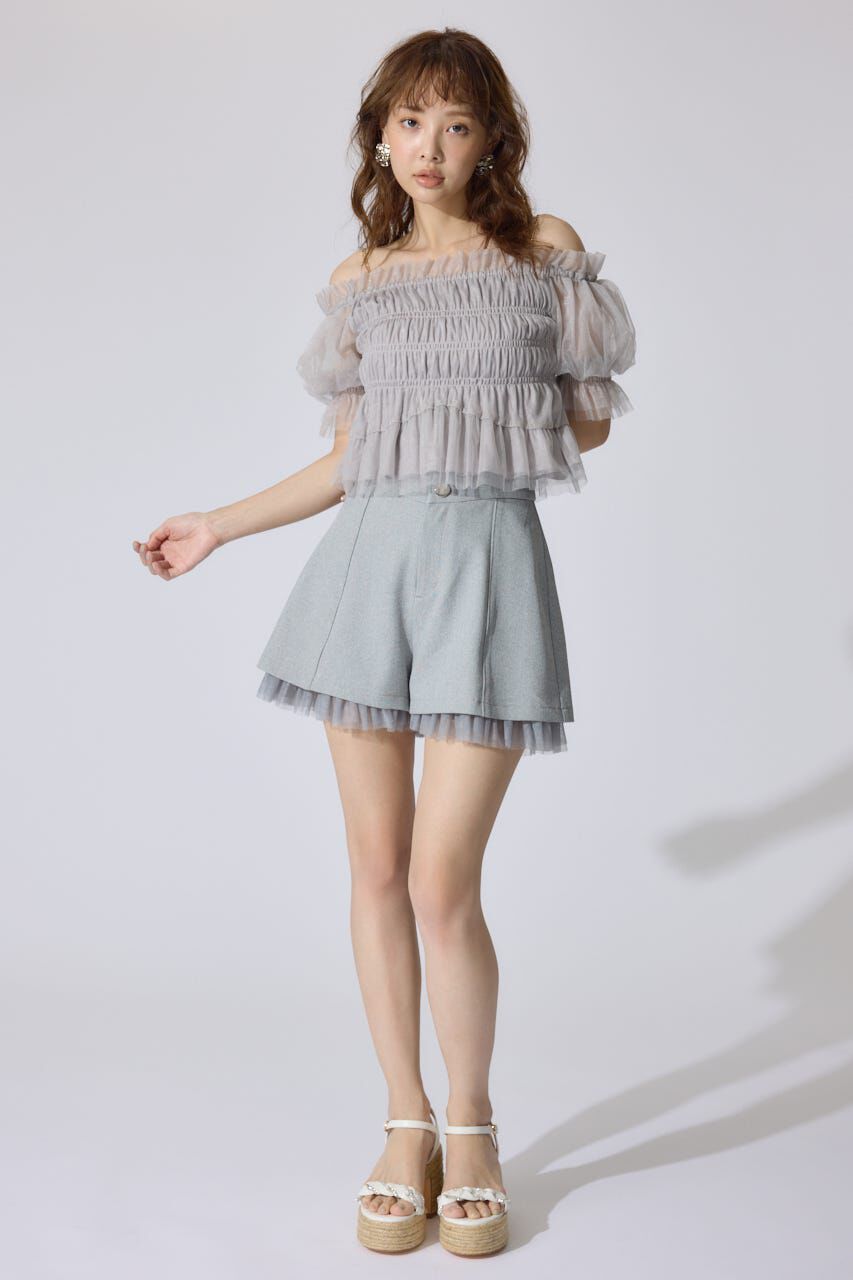 rienda「シアーオフショルショートスリーブブラウス」|シャツ・ブラウス|