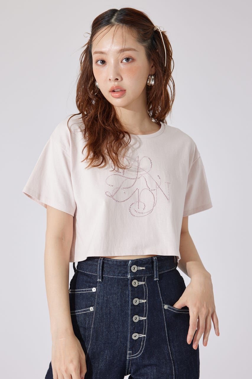rienda「ラインストーンロゴTシャツ」|Tシャツ・カットソー|