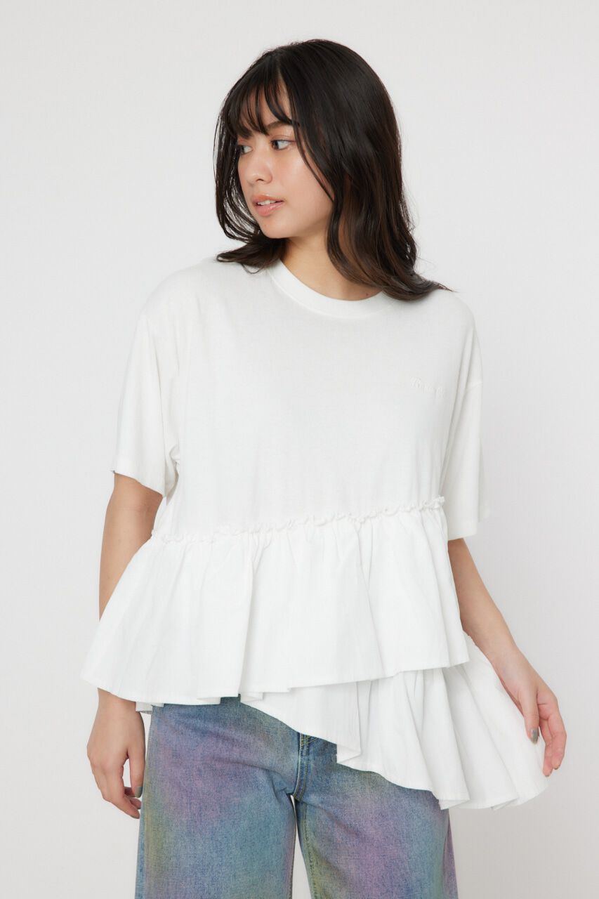 RODEO CROWNS「ピグメントフリルドッキングトップス」|Tシャツ・カットソー|O/WHT1