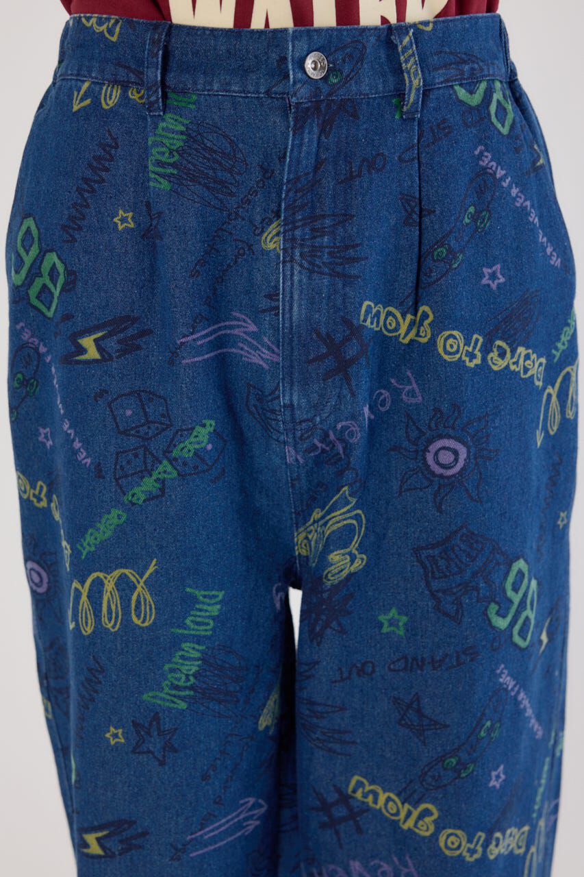 RODEO CROWNS「グラフィティーワイドデニムパンツ」|デニム|