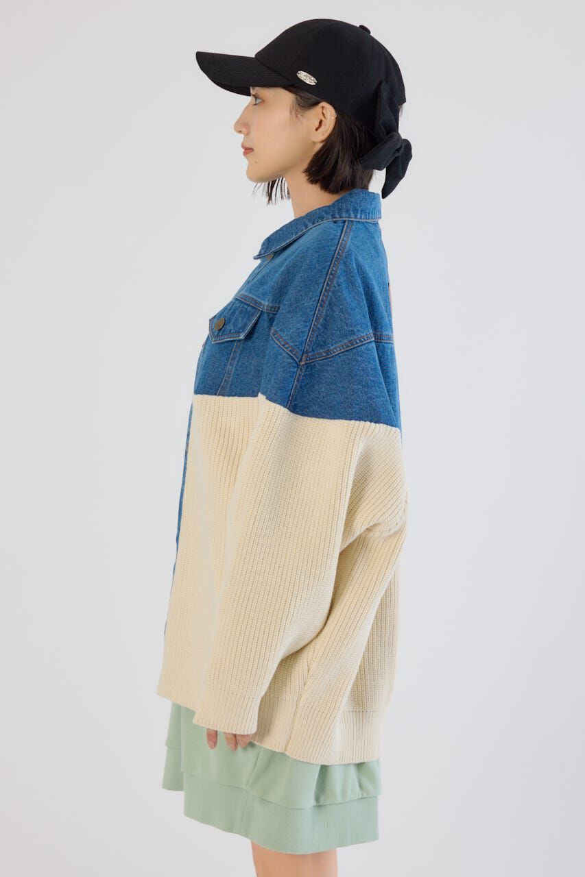 RODEO CROWNS「ニットドッキングルーズデニムジャケット」|デニムジャケット|