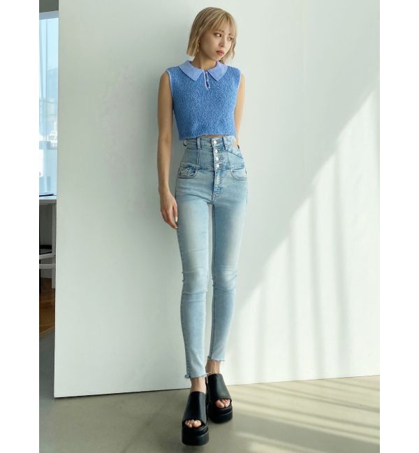 EMODA「アシメスリットハイウエストパギンス」|デニム|
