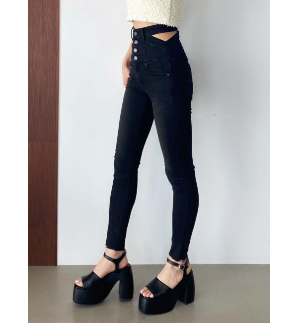 EMODA「アシメスリットハイウエストパギンス」|デニム|