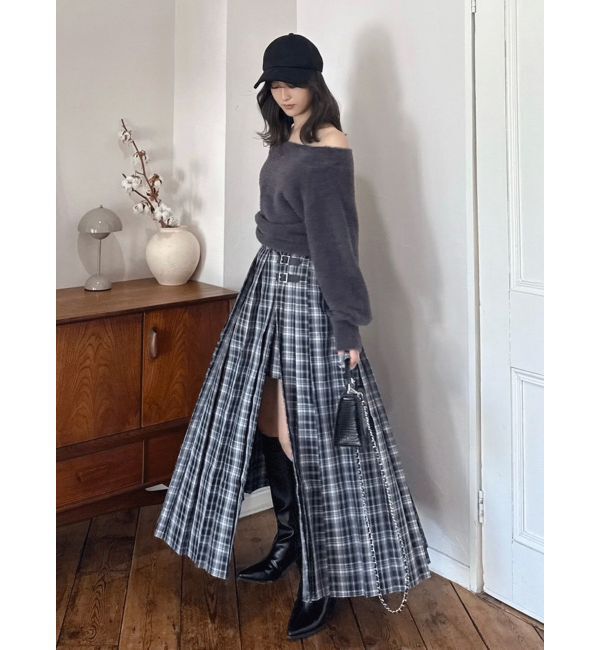 MERCURYDUO「オリジナルチェックプリーツレイヤードスカート」|スカート|