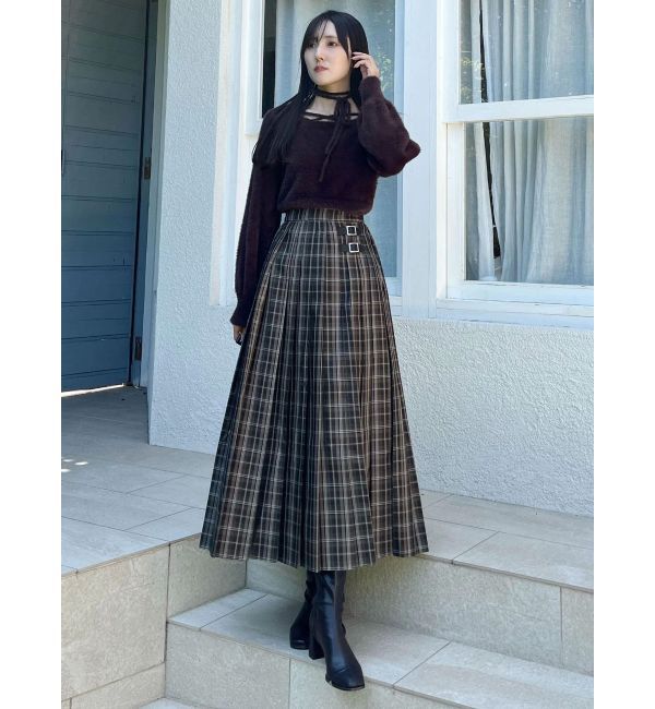 MERCURYDUO「オリジナルチェックプリーツレイヤードスカート」|スカート|