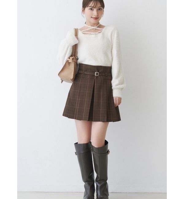 MERCURYDUO「ベルト付きチェックプリーツミニスカパン」|その他|