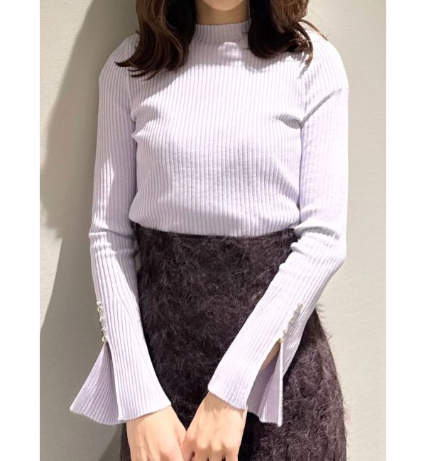 MERCURYDUO「フレアスリーブハイネックリブニット」|ニット・セーター|ラベンダー