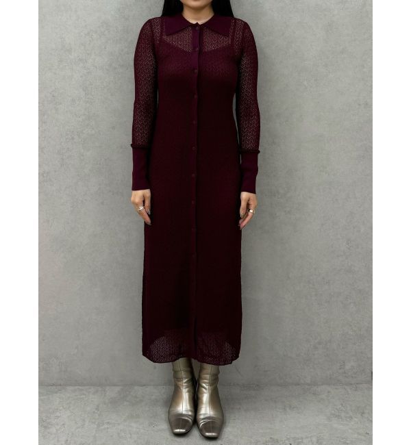 LAGUNAMOON「オープンワークパターンカラーニットワンピース」|ワンピース|