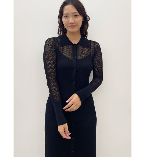 LAGUNAMOON「オープンワークパターンカラーニットワンピース」|ワンピース|