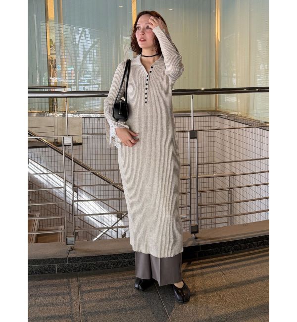 LAGUNAMOON「ラメブレンドレースカフスニットワンピース」|ワンピース|