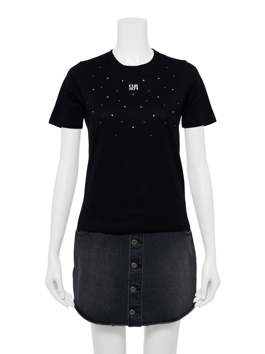 FURFUR「【WEB限定】ビジュー付きロゴ刺繍Tシャツ」|Tシャツ・カットソー|