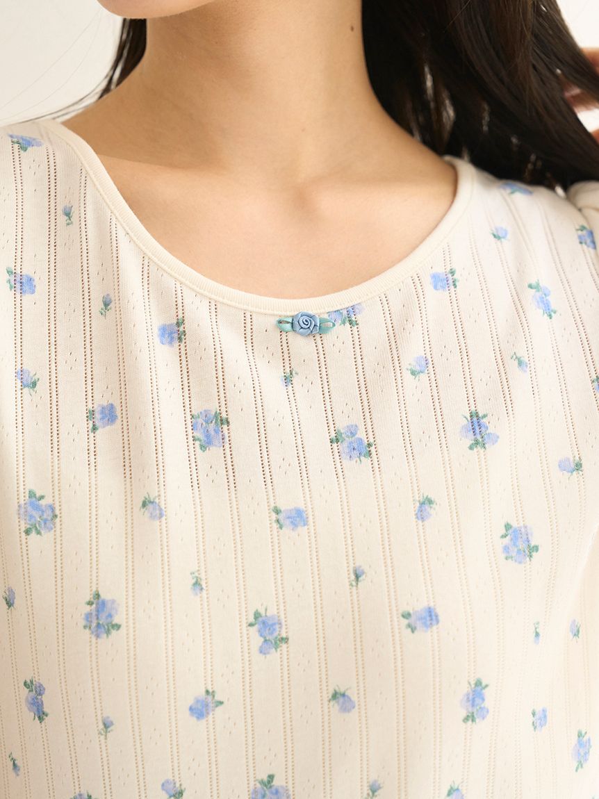 gelato pique「リトルローズ柄針抜きプルオーバー」|ルームウェア|