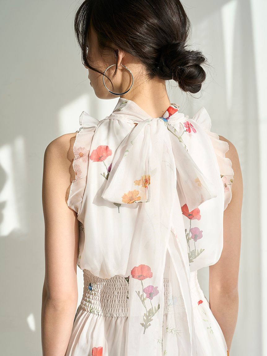 SNIDEL「バックリボンシフォンワンピース」|ワンピース|