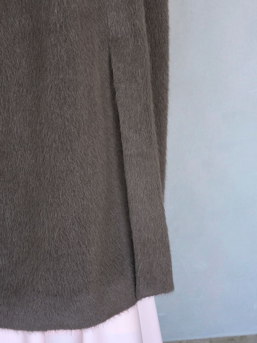 SNIDEL「ブローチ付きシャギーロングコート」|チェスターコート|