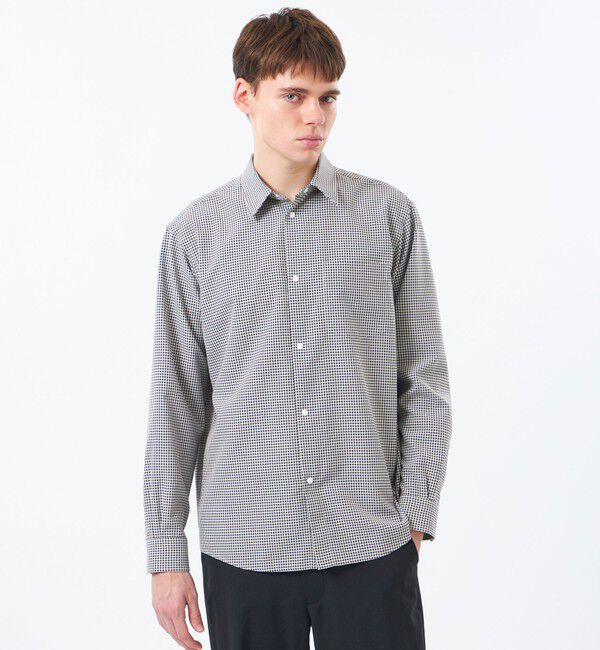 MACKINTOSH PHILOSOPHY「トロッター レギュラーカラースナップ 無地/チェック」|シャツ・ブラウス|チャコールグレー