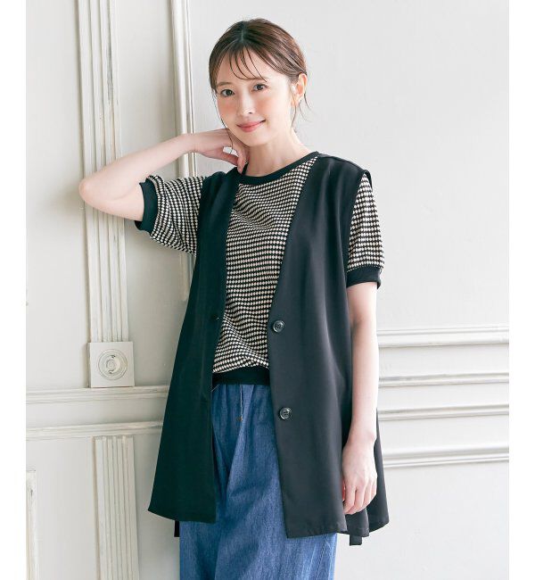 ikka「ノーカラーサイドスリットジレ」|ダウンベスト・ベスト|