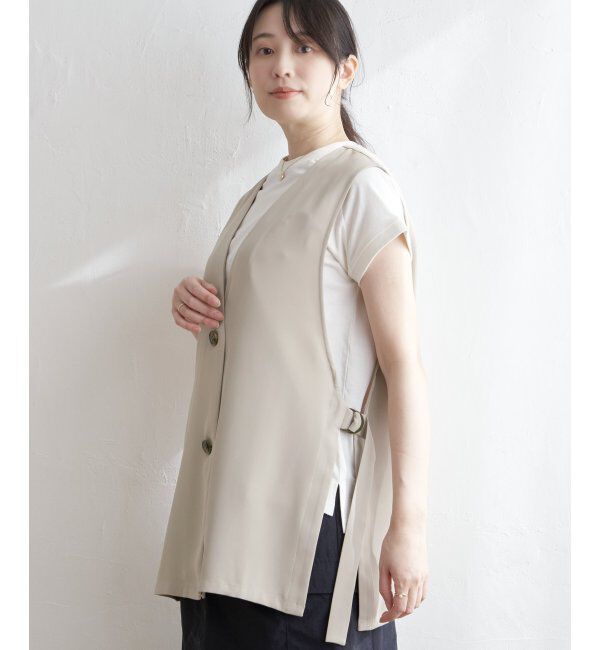 ikka「ノーカラーサイドスリットジレ」|ダウンベスト・ベスト|