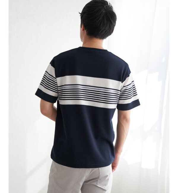ikka「リップルパネルボーダーTシャツ」|Tシャツ・カットソー|