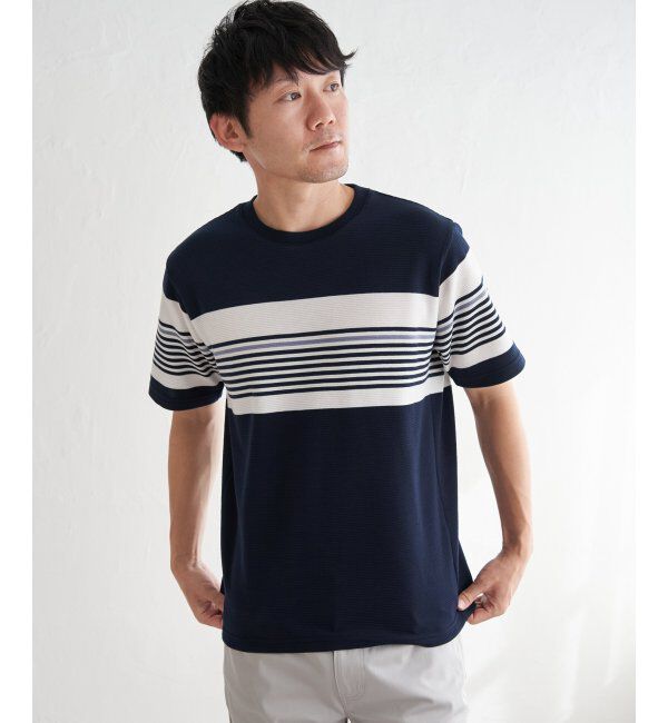 ikka「リップルパネルボーダーTシャツ」|Tシャツ・カットソー|