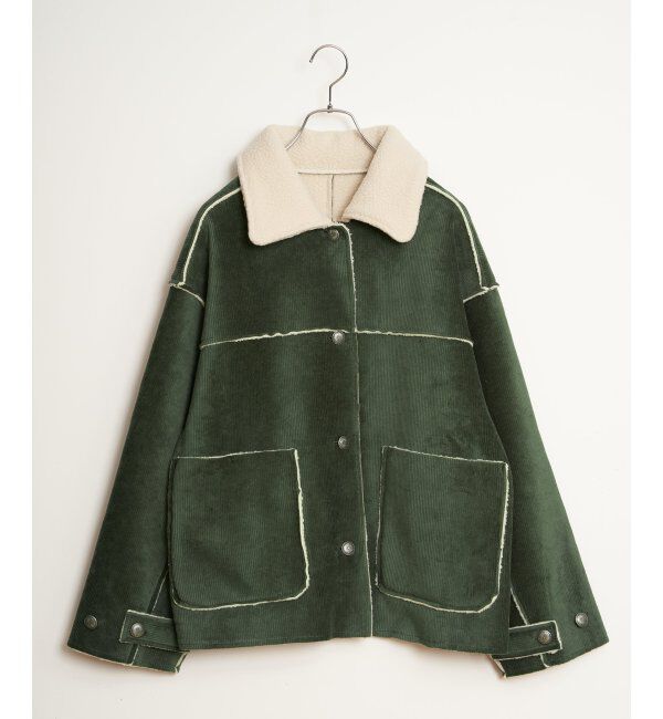 Lbc with Life「ボアコーデュロイリバーシブル襟付きジャケット」|ブルゾン・スタジャン|