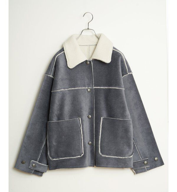 Lbc with Life「ボアコーデュロイリバーシブル襟付きジャケット」|ブルゾン・スタジャン|