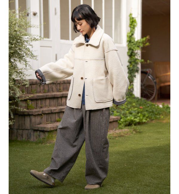 Lbc with Life「ボアコーデュロイリバーシブル襟付きジャケット」|ブルゾン・スタジャン|