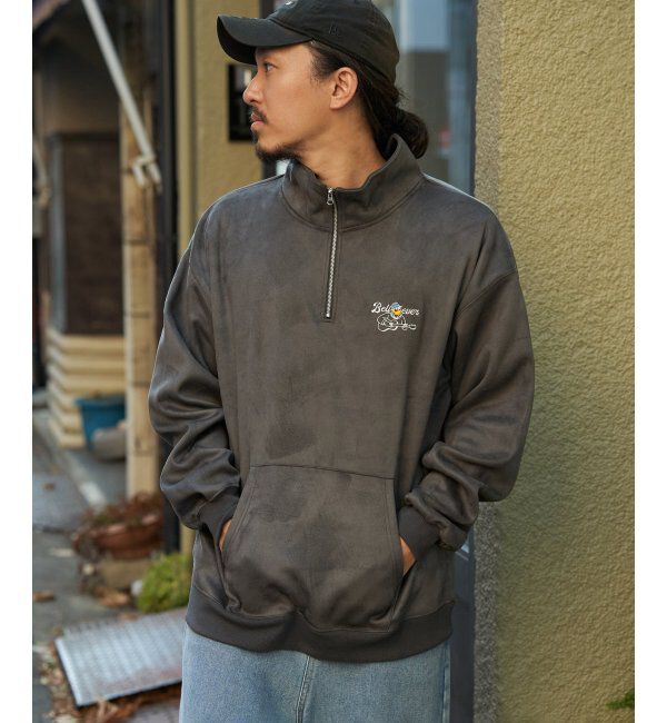 VENCE share style「フェイクスウェードヒゲ刺繍ハーフZIP」|その他|チャコール