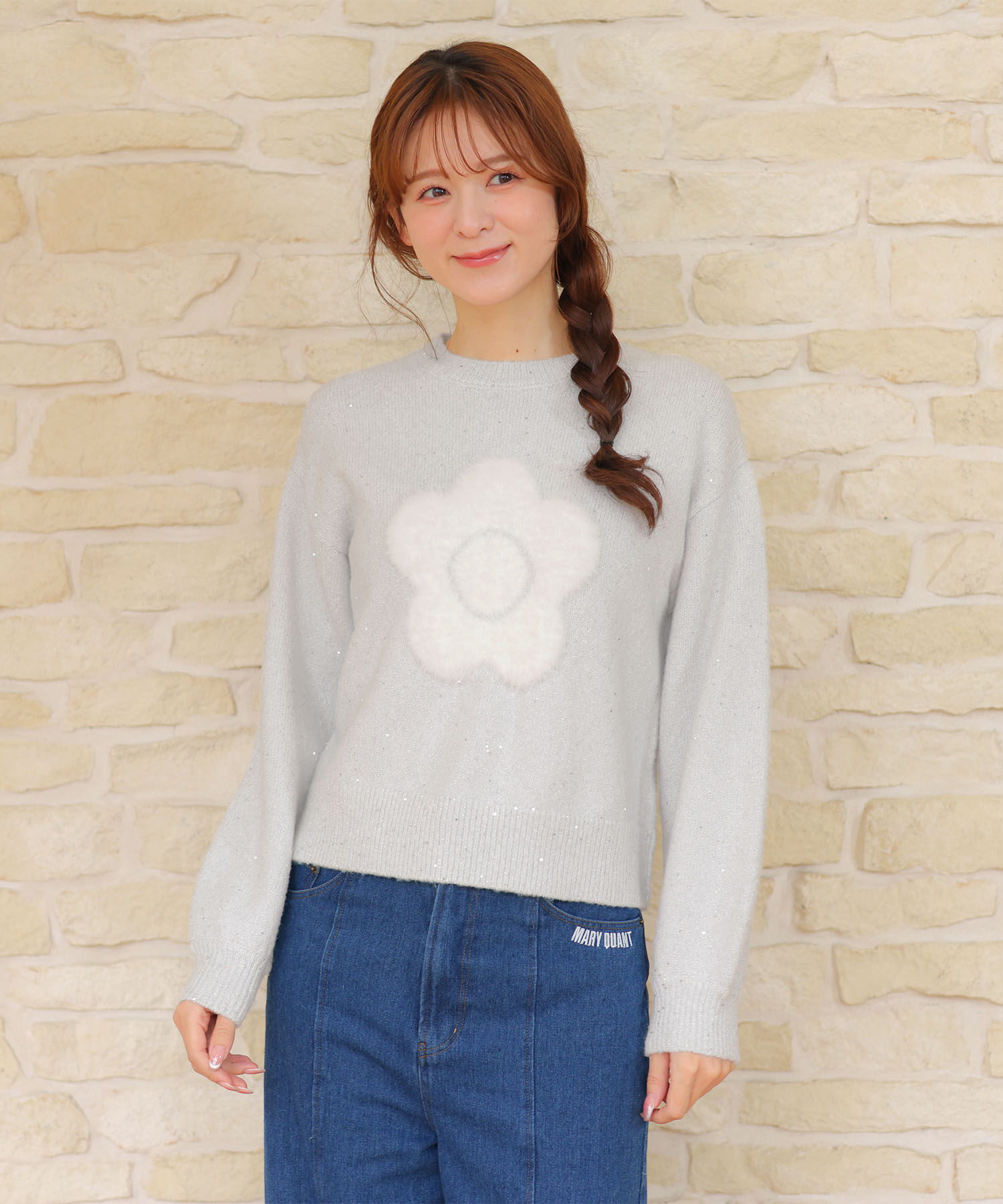 MARY QUANT「ファーデイジーラメニット プルオーバー」|ニット・セーター|