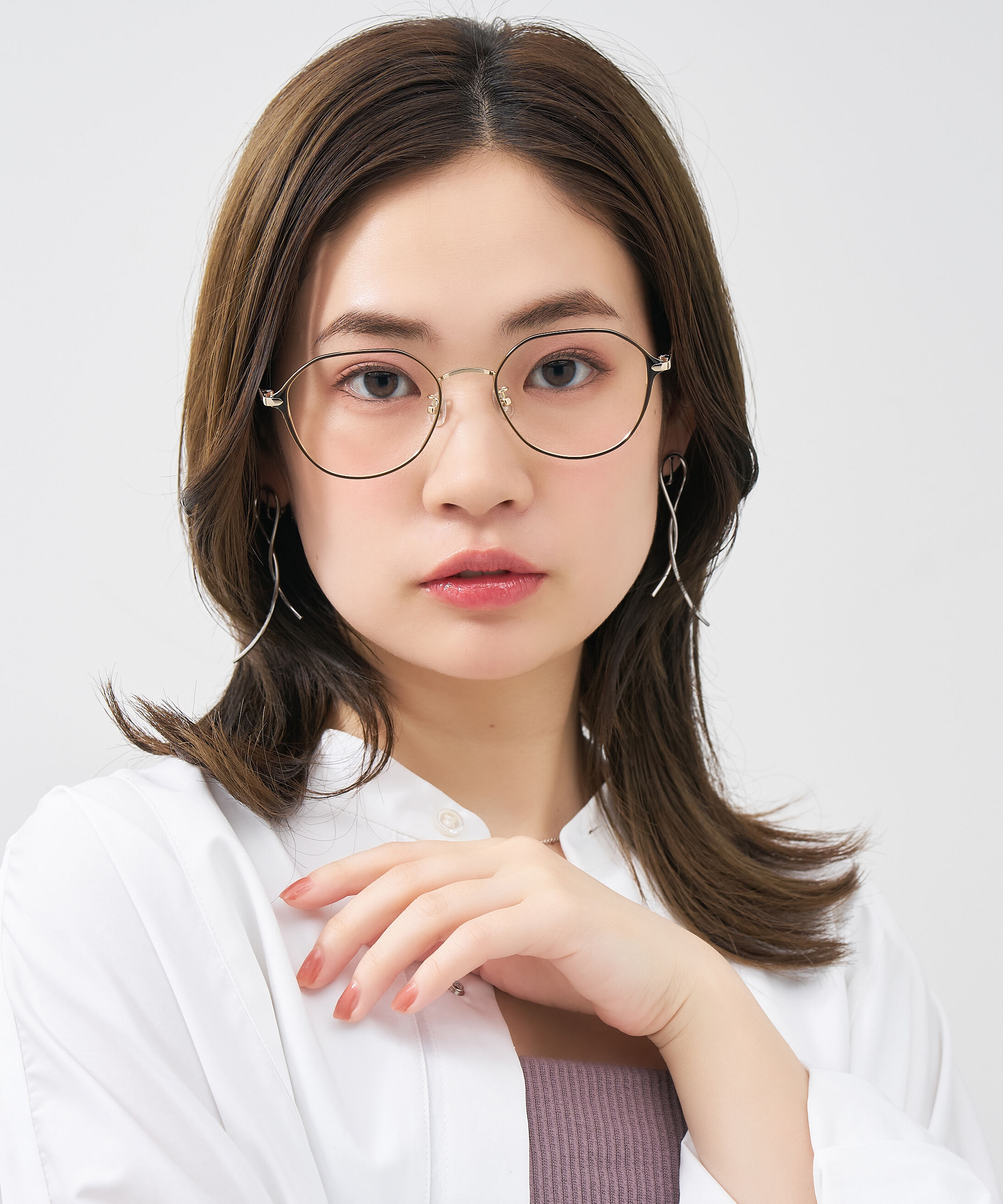  「ウェリントン クラウンパント 華奢なラインで大人可愛いメガネ 大きめサイズ 小顔 メタル レンズ交換券付き」|メガネ|グリーン