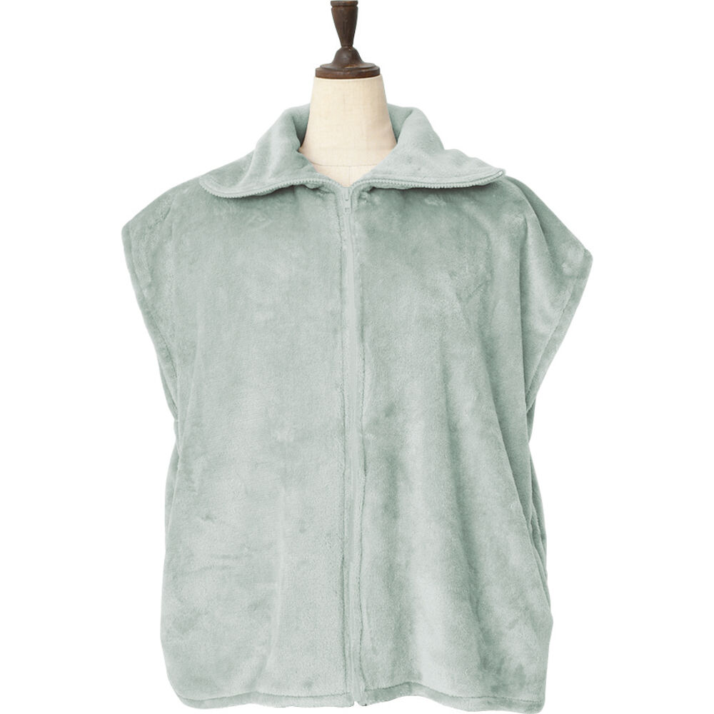 BACKYARD FAMILY「ルームウェア ベスト 通販 WARMY ジレ 着るブランケット 現代百貨 A702 レディース」|ルームウェア|グリーン1