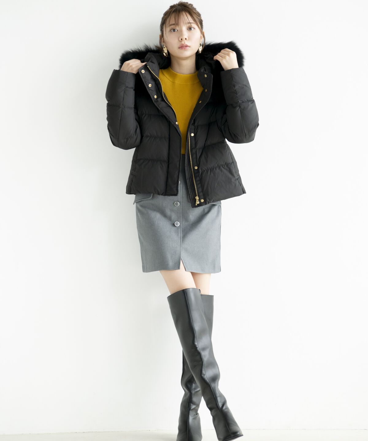 アンドクチュール「FOXファー付きショートダウン」|ダウン|