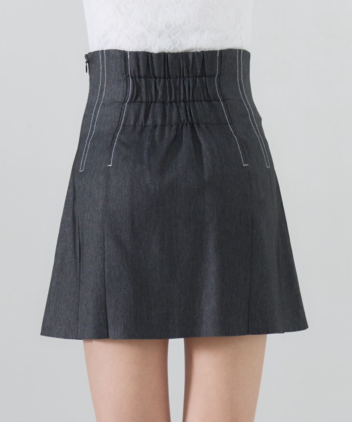 REDYAZEL「デニムライクタックプリーツミニスカート」|フレア|