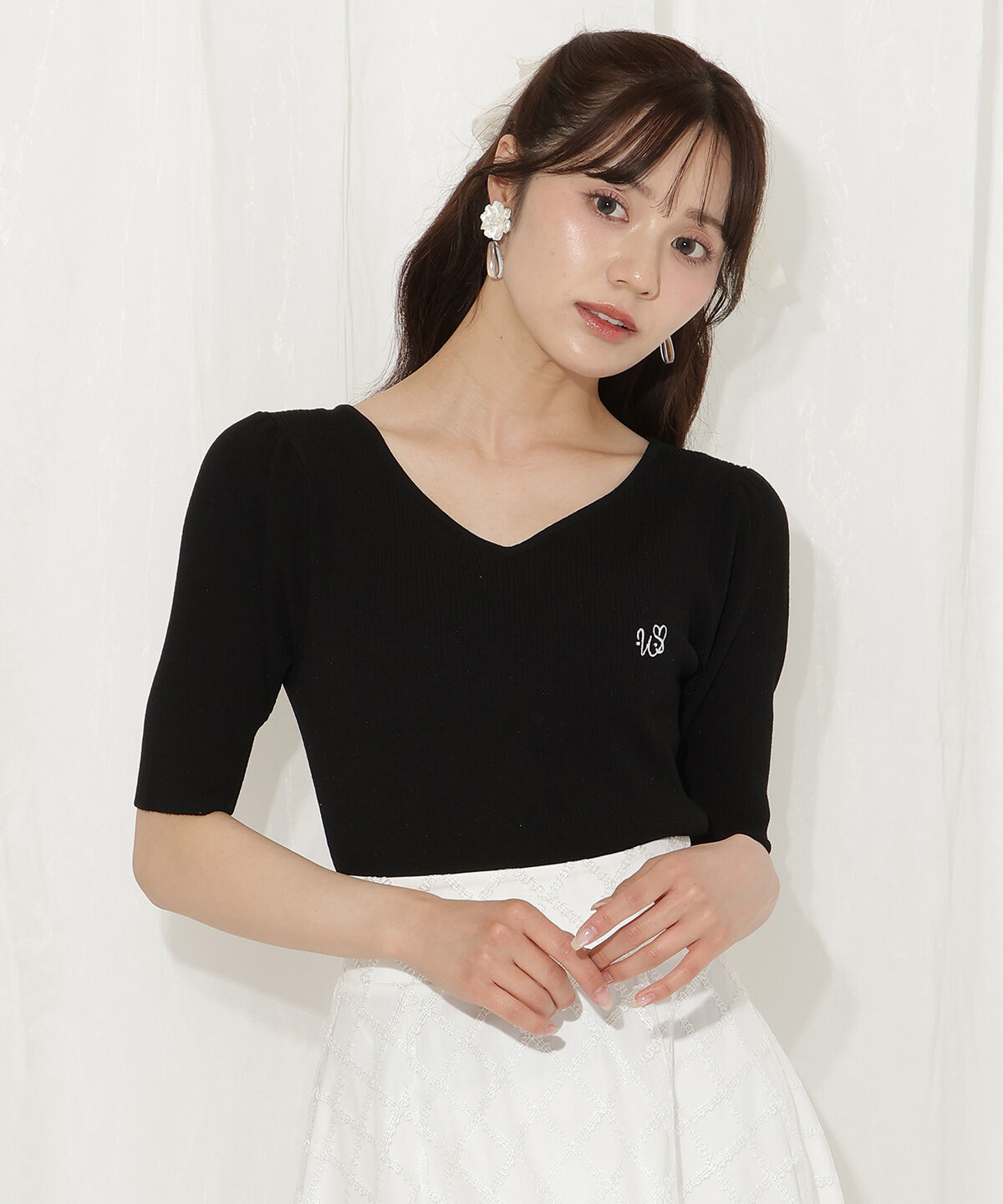 WILLSELECTION「ハートネックニットプルオーバー」|ニット・セーター|ブラック